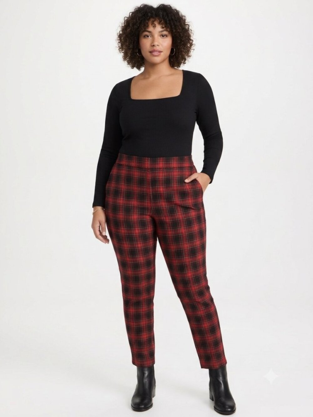 GAP Red Black Tartan Plaid High Rise Skinny Ankle Pants Women's Plus  Size 20